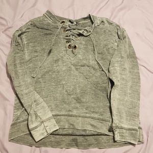 Gray lace up long sleeve